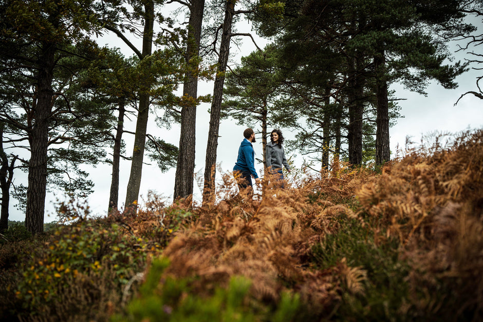 Isobaa Merino Wool LUX Hoodie on an Autumn forest walk