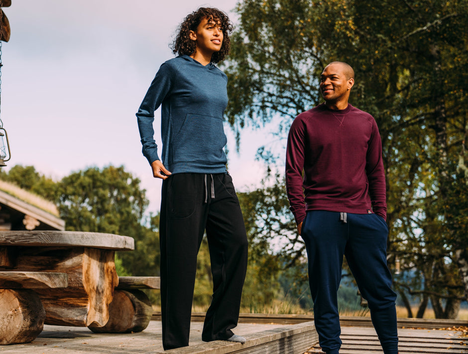 Isobaa Merino 260 Lounge Joggers and 180 Long Sleeve Crew Top