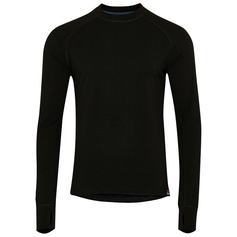 Isobaa | Mens 160 Merino Active Long Sleeve Crew (Black) | Elevate your active wardrobe with our Men's 160 Merino Active Long Sleeve Crew, expertly crafted from 160g 18.5 micron superfine merino wool