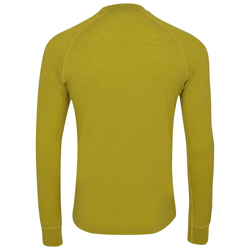 Isobaa | Mens 160 Merino Active Long Sleeve Crew (Lime) | Elevate your active wardrobe with our Men's 160 Merino Active Long Sleeve Crew, expertly crafted from 160g 18.5 micron superfine merino wool