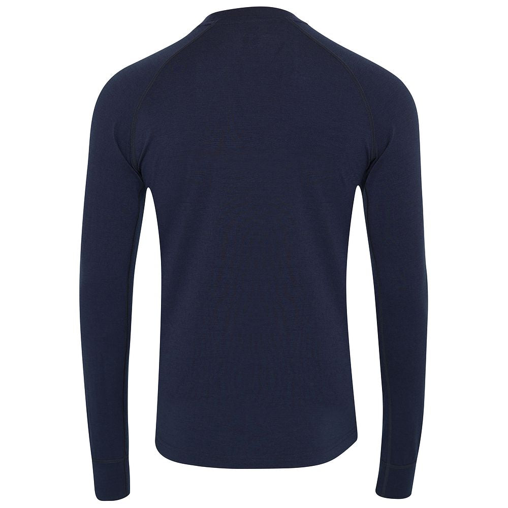 Isobaa | Mens 160 Merino Active Long Sleeve Crew (Navy) | Elevate your active wardrobe with our Men's 160 Merino Active Long Sleeve Crew, expertly crafted from 160g 18.5 micron superfine merino wool