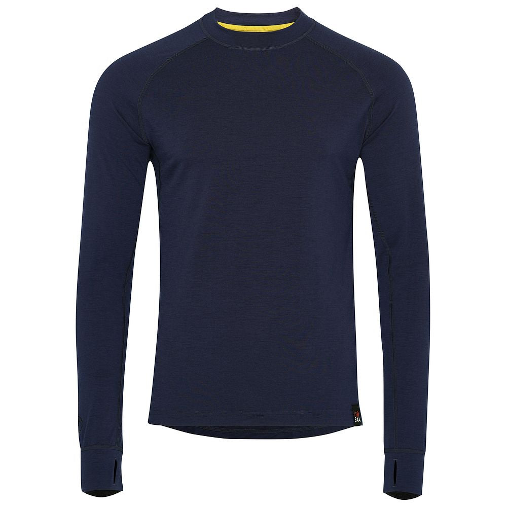 Isobaa | Mens 160 Merino Active Long Sleeve Crew (Navy) | Elevate your active wardrobe with our Men's 160 Merino Active Long Sleeve Crew, expertly crafted from 160g 18.5 micron superfine merino wool