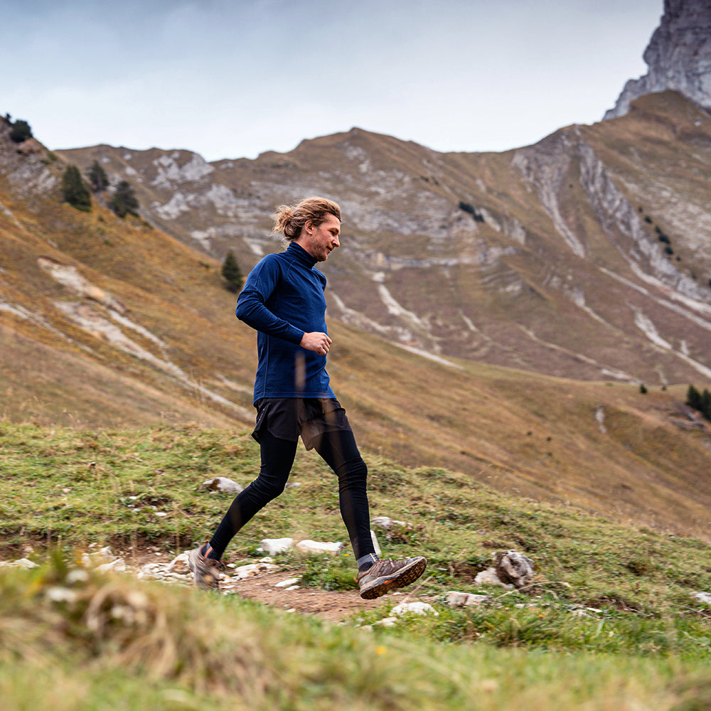 Isobaa | Mens 160 Merino Active Roll Neck (Navy) | Embrace the chill in style with our Men's 160 Merino Active Roll Neck, crafted from 160g 18.5 micron superfine merino wool | Model: Baudoin