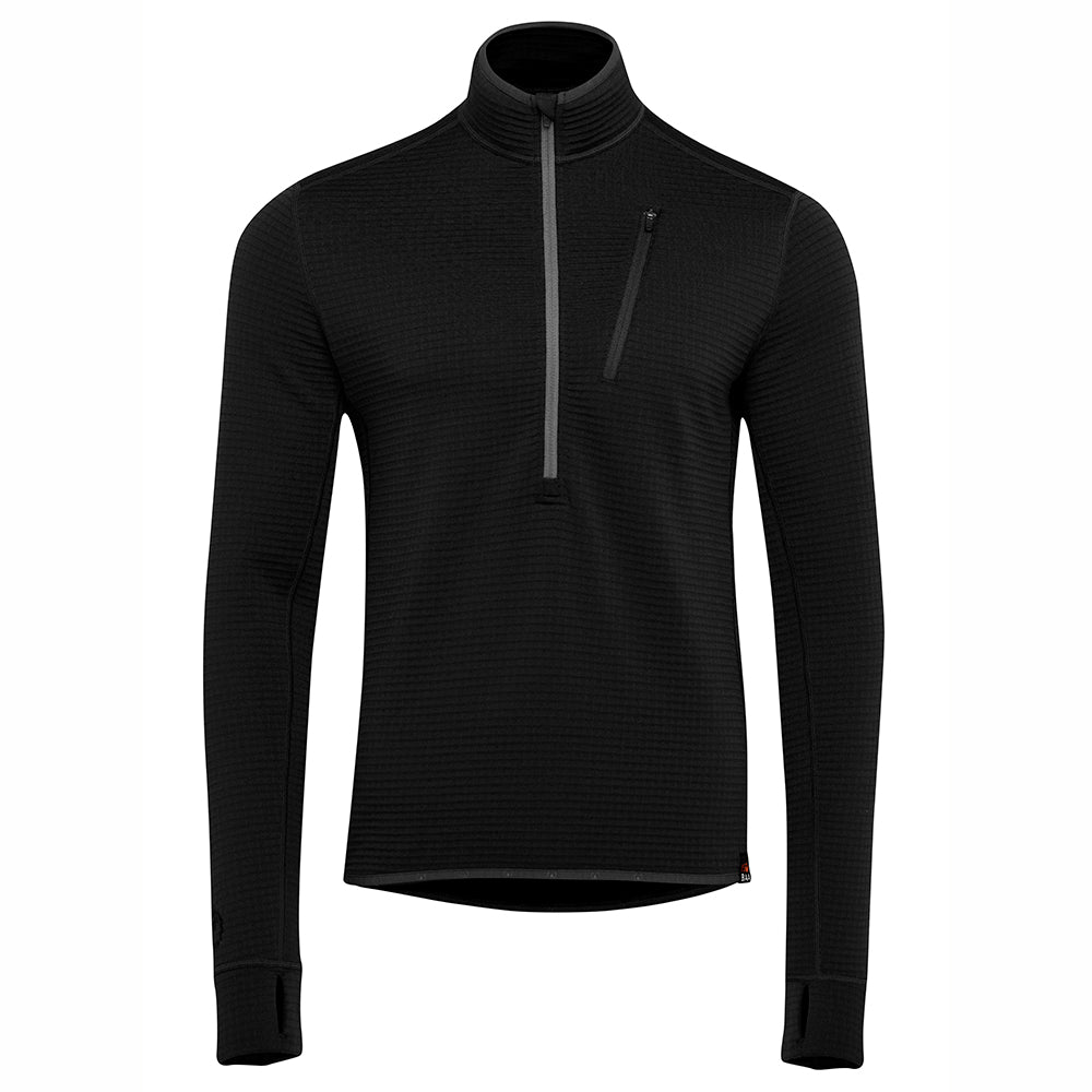 Isobaa | Mens 260 Merino Blend Grid Fleece (Black) | Stay warm and comfortable during your cold-weather activities with the 260 Merino Blend Grid Fleece Half Zip