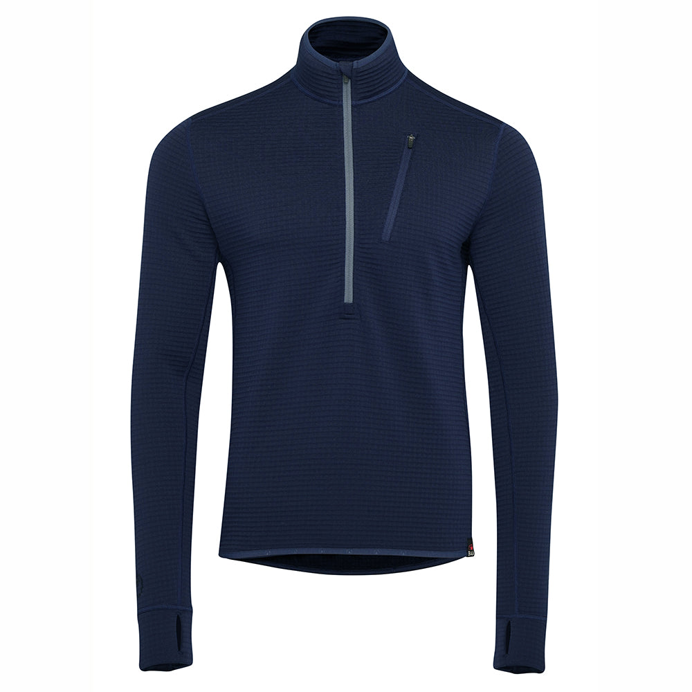 Isobaa | Mens 260 Merino Blend Grid Fleece (Navy) | Stay warm and comfortable during your cold-weather activities with the 260 Merino Blend Grid Fleece Half Zip