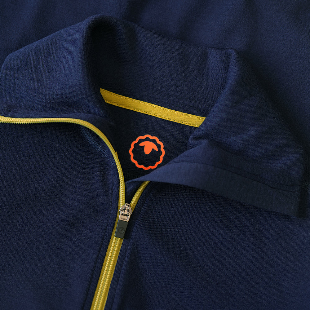 Isobaa | Mens 320 Merino Full Zip (Navy/Lime) | Step into a new level of comfort and versatility with our 320 Merino Full Zip Jacket