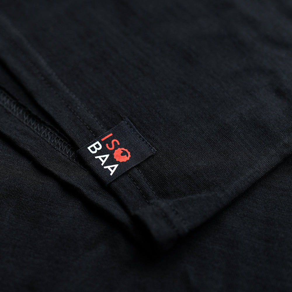 Isobaa | Mens Merino 180 Short Sleeve Polo Shirt (Black) | The ultimate Merino wool polo — perfect for weekend hikes, bike commutes, post-adventure coffee stops, office days, and everything in-between.