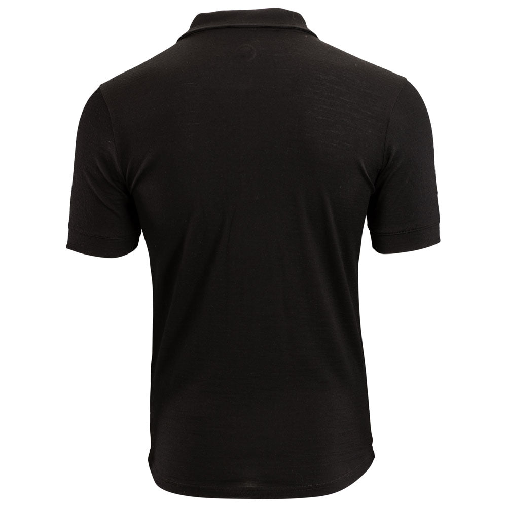 Isobaa | Mens Merino 180 Short Sleeve Polo Shirt (Black) | The ultimate Merino wool polo — perfect for weekend hikes, bike commutes, post-adventure coffee stops, office days, and everything in-between.