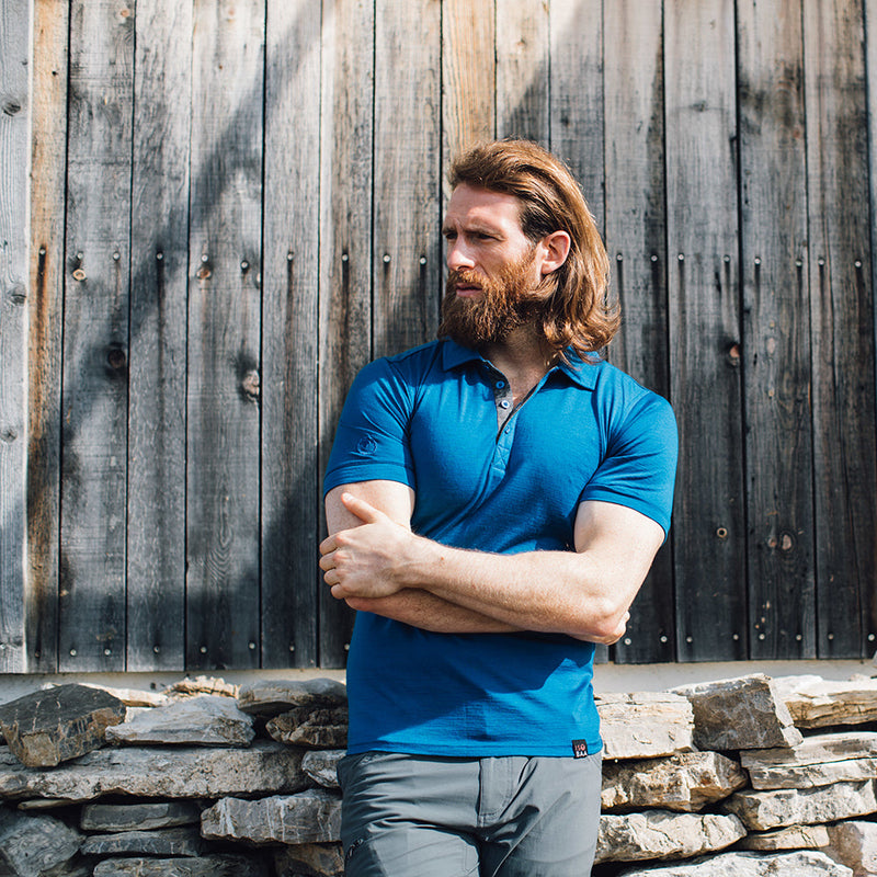 Isobaa | Mens Merino 180 Short Sleeve Polo Shirt (Black) | The ultimate Merino wool polo — perfect for weekend hikes, bike commutes, post-adventure coffee stops, office days, and everything in-between.