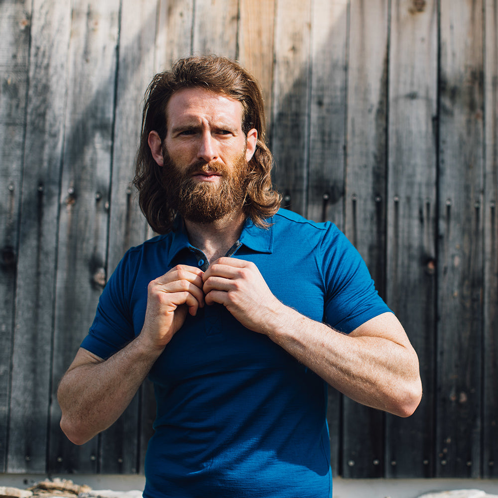 Isobaa | Mens Merino 180 Short Sleeve Polo Shirt (Black) | The ultimate Merino wool polo — perfect for weekend hikes, bike commutes, post-adventure coffee stops, office days, and everything in-between.