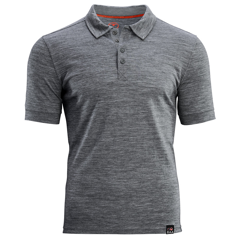 Isobaa |Mens Merino 180 Short Sleeve Polo Shirt (Plain Charcoal) | The ultimate Merino wool polo – perfect for weekend hikes, bike commutes, post-adventure coffee stops, office days, and everything in-between.