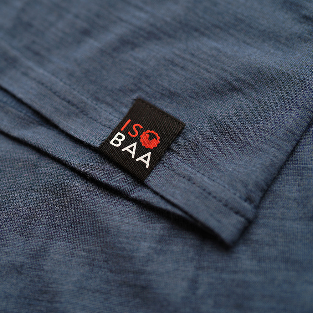 Isobaa |Mens Merino 180 Short Sleeve Polo Shirt (Plain Denim) | The ultimate Merino wool polo – perfect for weekend hikes, bike commutes, post-adventure coffee stops, office days, and everything in-between.