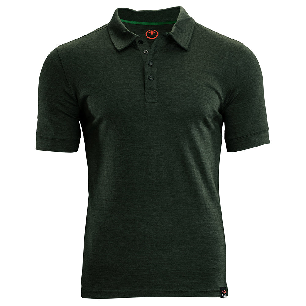 Isobaa |Mens Merino 180 Short Sleeve Polo Shirt (Plain Forest) | The ultimate Merino wool polo – perfect for weekend hikes, bike commutes, post-adventure coffee stops, office days, and everything in-between.