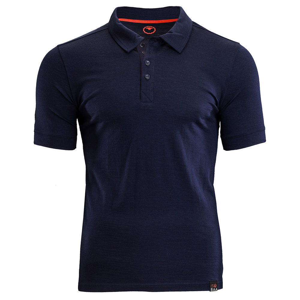 Isobaa |Mens Merino 180 Short Sleeve Polo Shirt (Plain Navy) | The ultimate Merino wool polo – perfect for weekend hikes, bike commutes, post-adventure coffee stops, office days, and everything in-between.