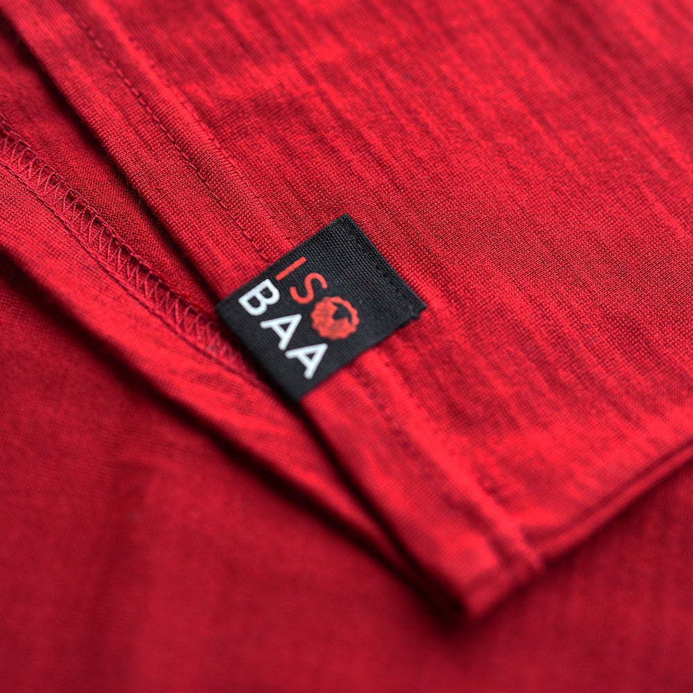 Isobaa |Mens Merino 180 Short Sleeve Polo Shirt (Plain Red) | The ultimate Merino wool polo – perfect for weekend hikes, bike commutes, post-adventure coffee stops, office days, and everything in-between.