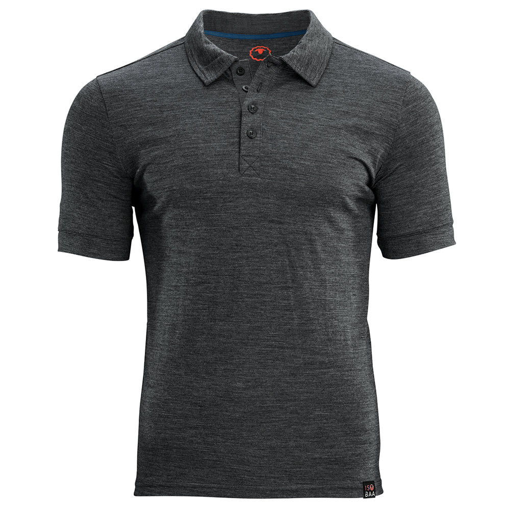 Isobaa |Mens Merino 180 Short Sleeve Polo Shirt (Plain Smoke) | The ultimate Merino wool polo – perfect for weekend hikes, bike commutes, post-adventure coffee stops, office days, and everything in-between.