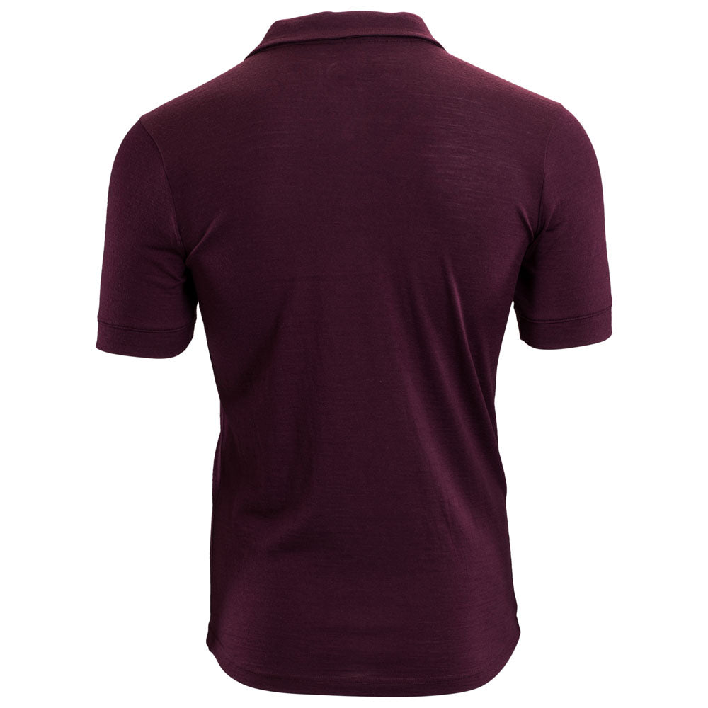 Isobaa |Mens Merino 180 Short Sleeve Polo Shirt (Plain Wine) | The ultimate Merino wool polo – perfect for weekend hikes, bike commutes, post-adventure coffee stops, office days, and everything in-between.