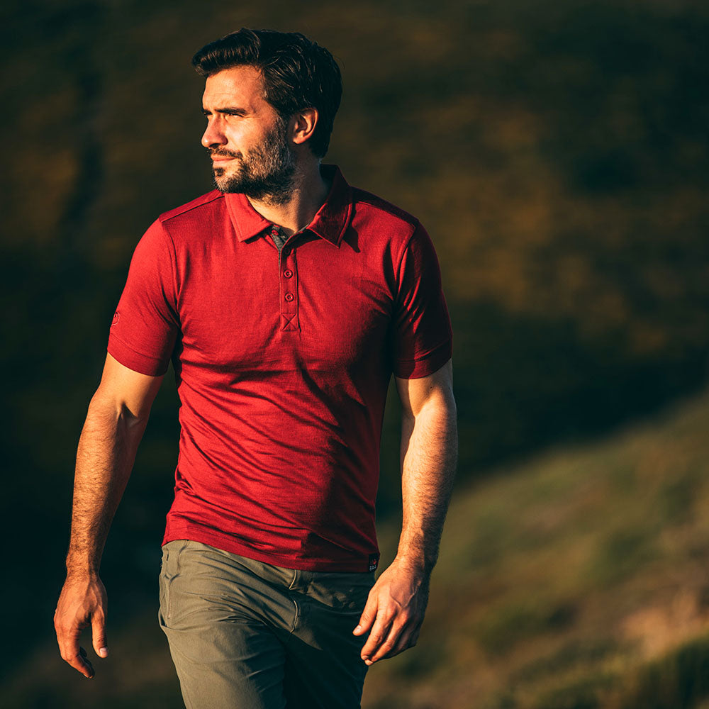 Isobaa | Mens Merino 180 Short Sleeve Polo Shirt (Black) | The ultimate Merino wool polo — perfect for weekend hikes, bike commutes, post-adventure coffee stops, office days, and everything in-between.