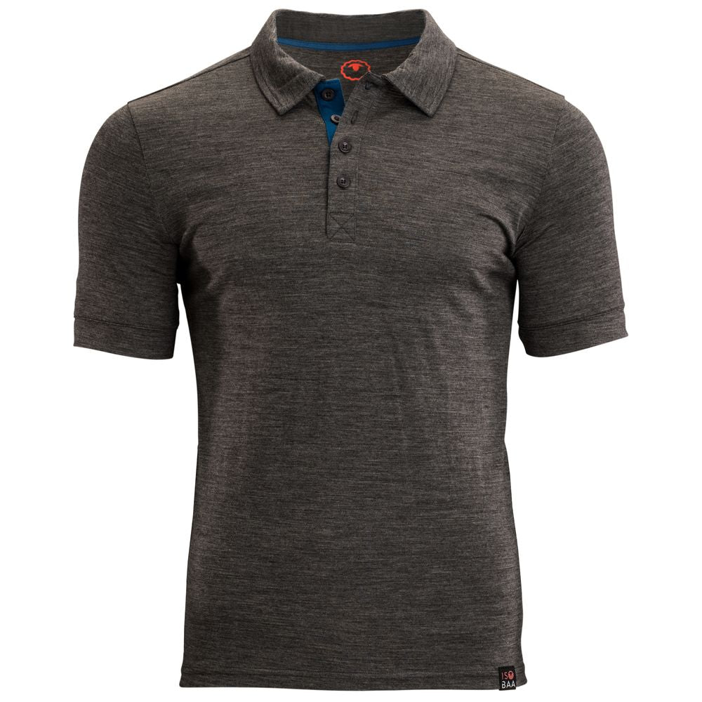 Isobaa | Mens Merino 180 Short Sleeve Polo Shirt (Black) | The ultimate Merino wool polo — perfect for weekend hikes, bike commutes, post-adventure coffee stops, office days, and everything in-between.