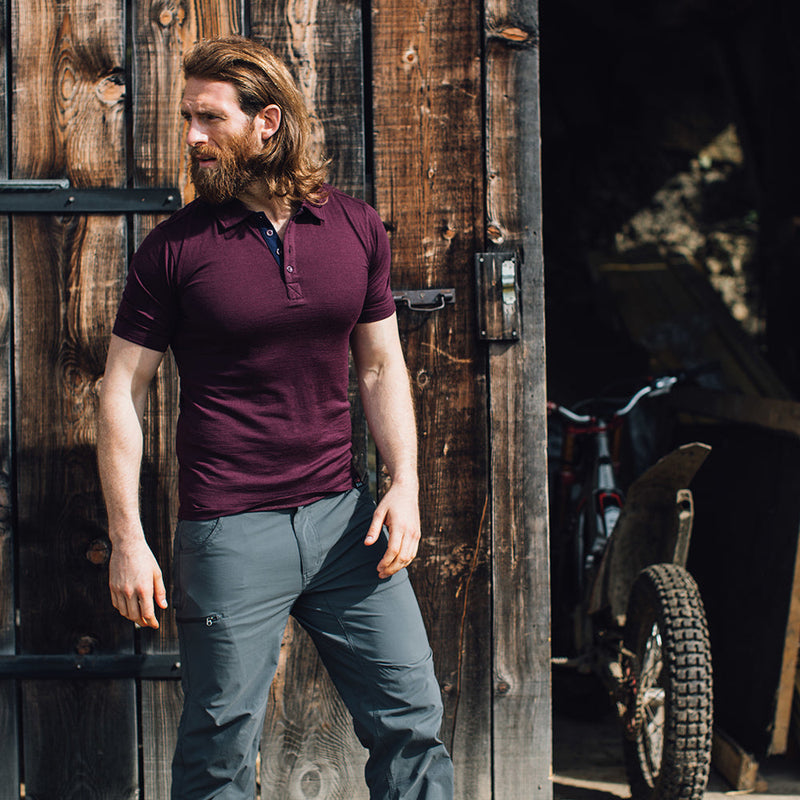 Isobaa | Mens Merino 180 Short Sleeve Polo Shirt (Black) | The ultimate Merino wool polo — perfect for weekend hikes, bike commutes, post-adventure coffee stops, office days, and everything in-between.