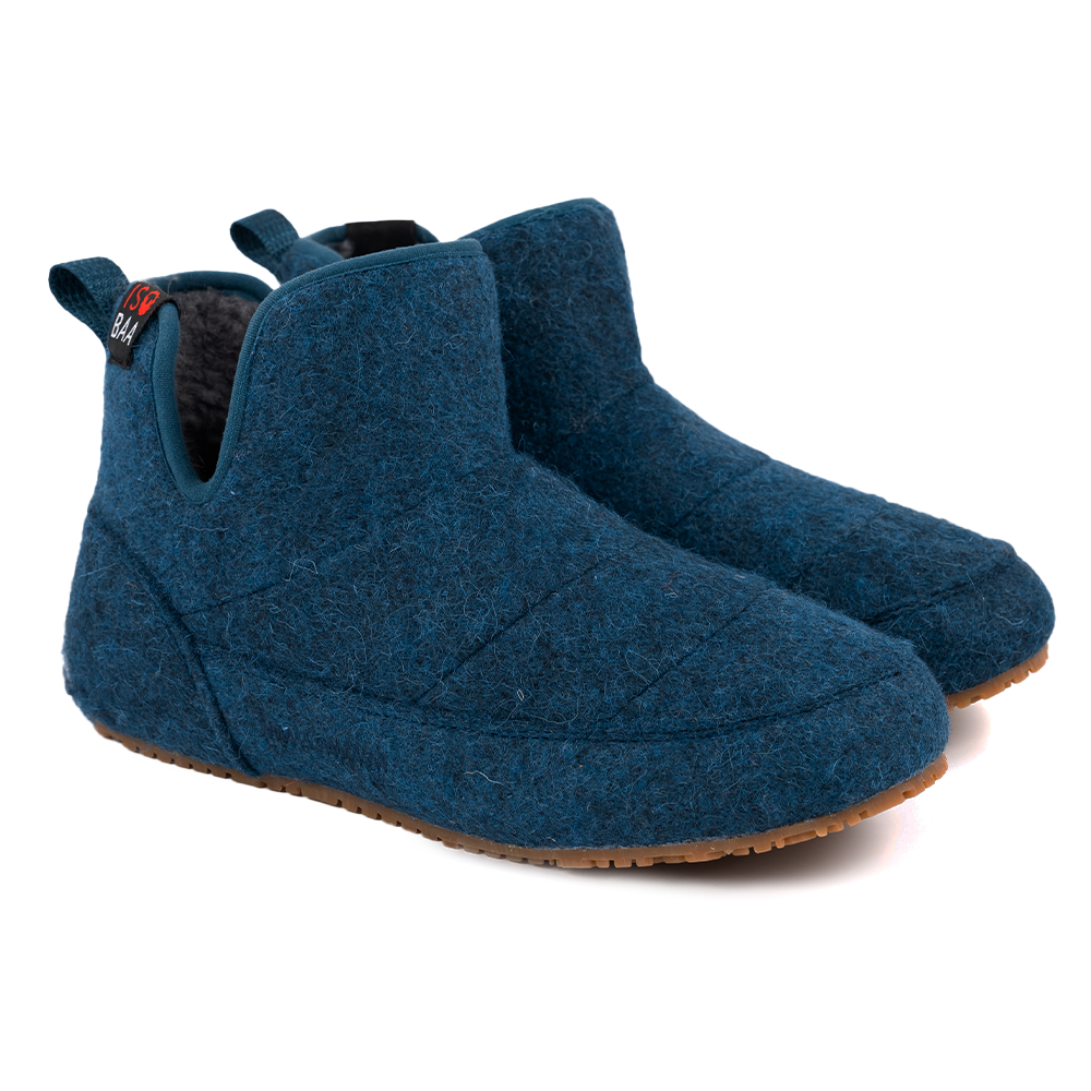 Isobaa | Merino Blend Slipper Boots (Petrol) | Relax in comfort in an optimal blend of merino & polyester, offering both cosy warmth and lasting durability.