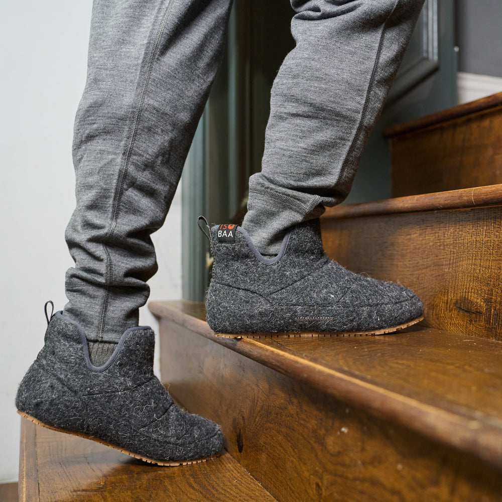 Isobaa | Merino Blend Slipper Boots (Smoke) | Relax in comfort in an optimal blend of merino & polyester, offering both cosy warmth and lasting durability.