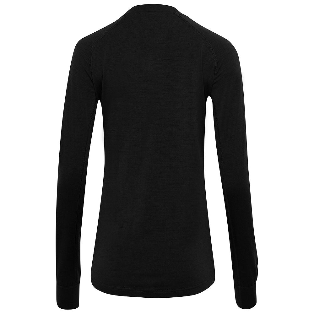 Isobaa | Womens 160 Merino Active Long Sleeve Crew (Black) | Elevate your active wardrobe with our Women's 160 Merino Active Long Sleeve Crew, expertly crafted from 160g 18.5 micron superfine merino wool