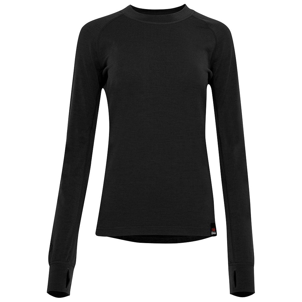 Isobaa | Womens 160 Merino Active Long Sleeve Crew (Black) | Elevate your active wardrobe with our Women's 160 Merino Active Long Sleeve Crew, expertly crafted from 160g 18.5 micron superfine merino wool