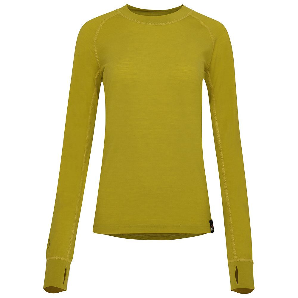 Isobaa | Womens 160 Merino Active Long Sleeve Crew (Lime) | Elevate your active wardrobe with our Women's 160 Merino Active Long Sleeve Crew, expertly crafted from 160g 18.5 micron superfine merino wool