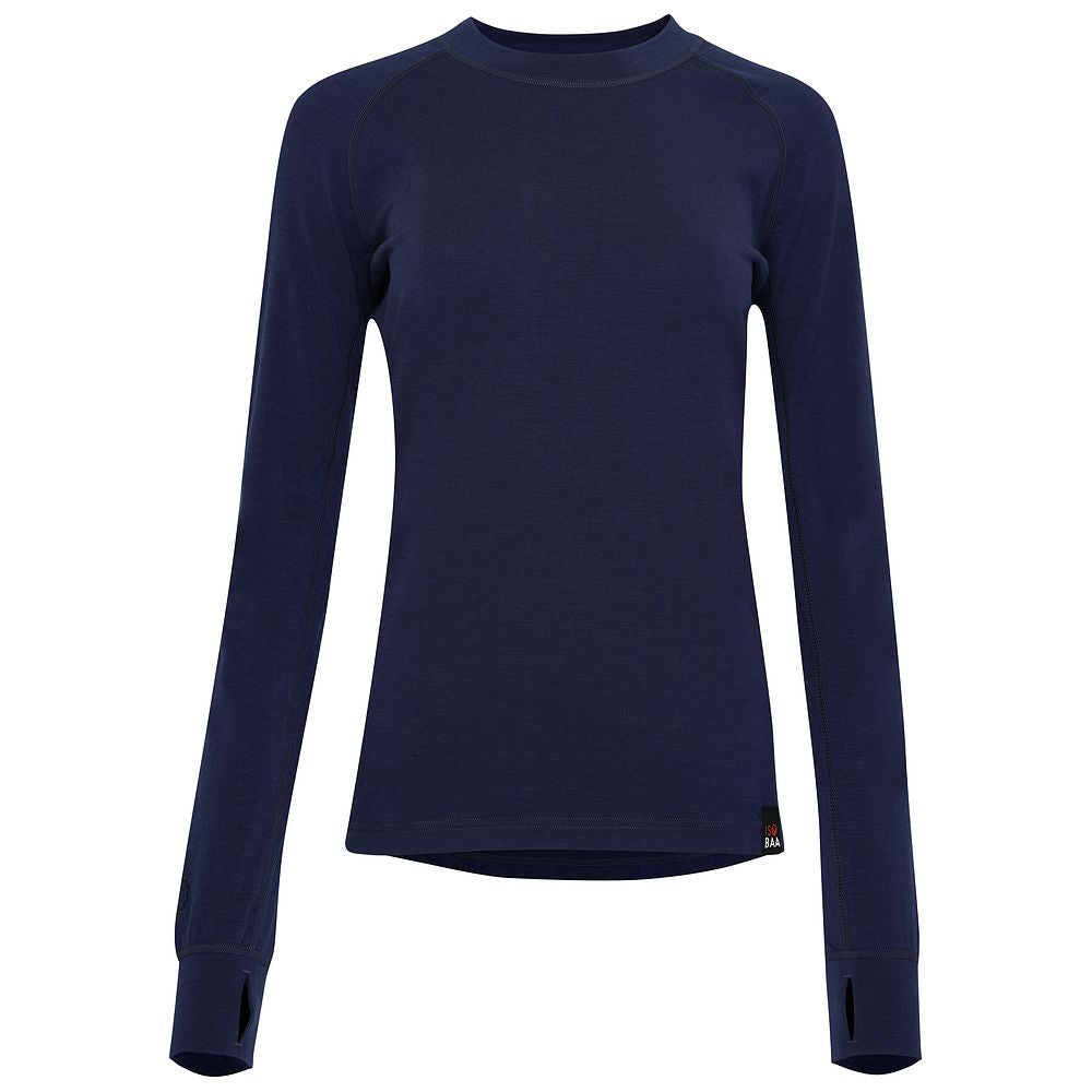 Isobaa | Womens 160 Merino Active Long Sleeve Crew (Navy) | Elevate your active wardrobe with our Women's 160 Merino Active Long Sleeve Crew, expertly crafted from 160g 18.5 micron superfine merino wool