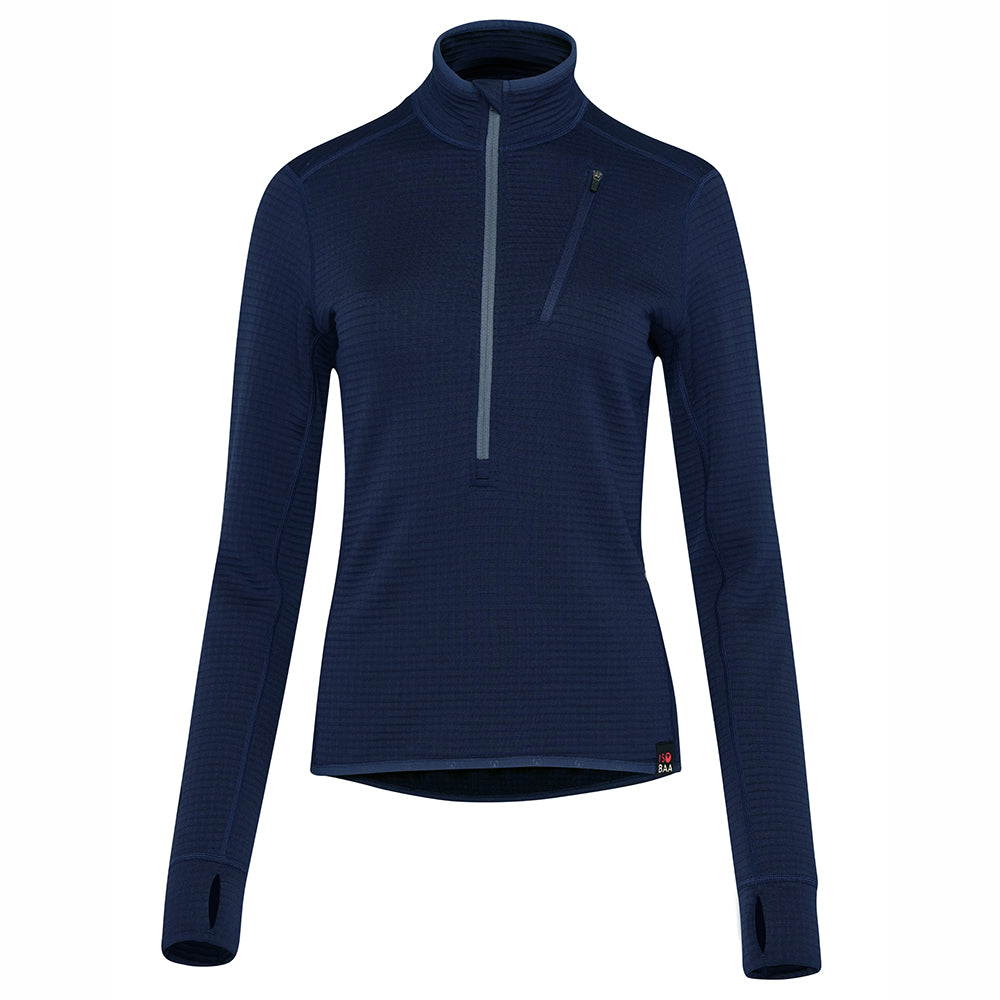 Isobaa | Womens 260 Merino Blend Grid Fleece (Navy) | Stay warm and comfortable during your cold-weather activities with the 260 Merino Blend Grid Fleece Half Zip