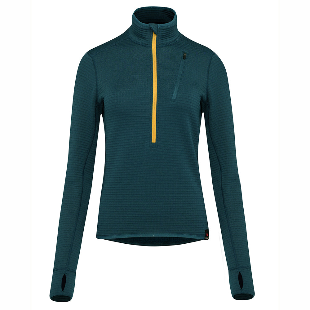 Isobaa | Womens 260 Merino Blend Grid Fleece (Petrol) | Stay warm and comfortable during your cold-weather activities with the 260 Merino Blend Grid Fleece Half Zip