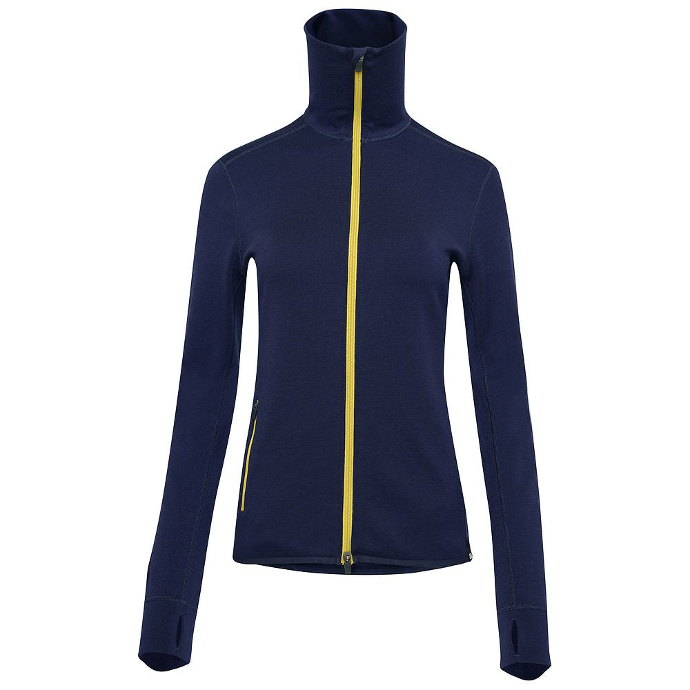 Isobaa | Womens 320 Merino Full Zip (Navy/Lime) | Step into a new level of comfort and versatility with our 320 Merino Full Zip Jacket