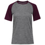 Womens Merino 150 Raglan Baseball Tee (Charcoal/Wine)