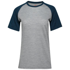 Womens Merino 150 Raglan Baseball Tee (Cloud/Petrol)