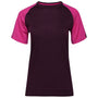 Womens Merino 150 Raglan Baseball Tee (Wine/Fuchsia)