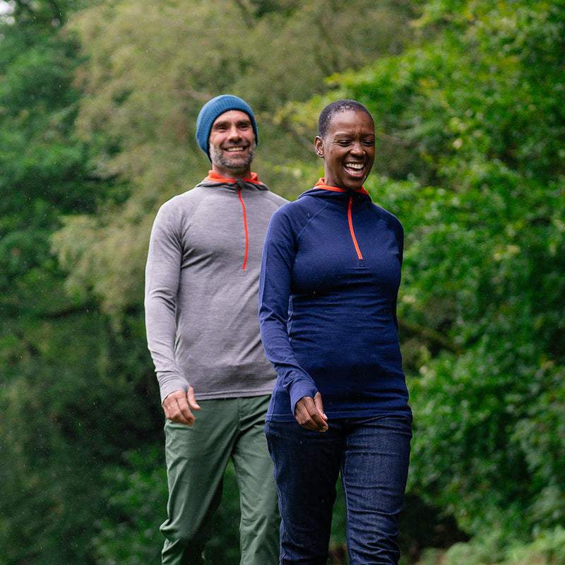 Isobaa | Womens Merino 200 Zip Neck Hoodie (Navy) | The ultimate 200gm Merino wool hoodie.