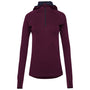 Womens Merino 200 Zip Neck Hoodie (Wine)