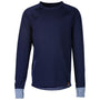 Junior Merino Blend 200 Long Sleeve Crew (Navy/Sky)