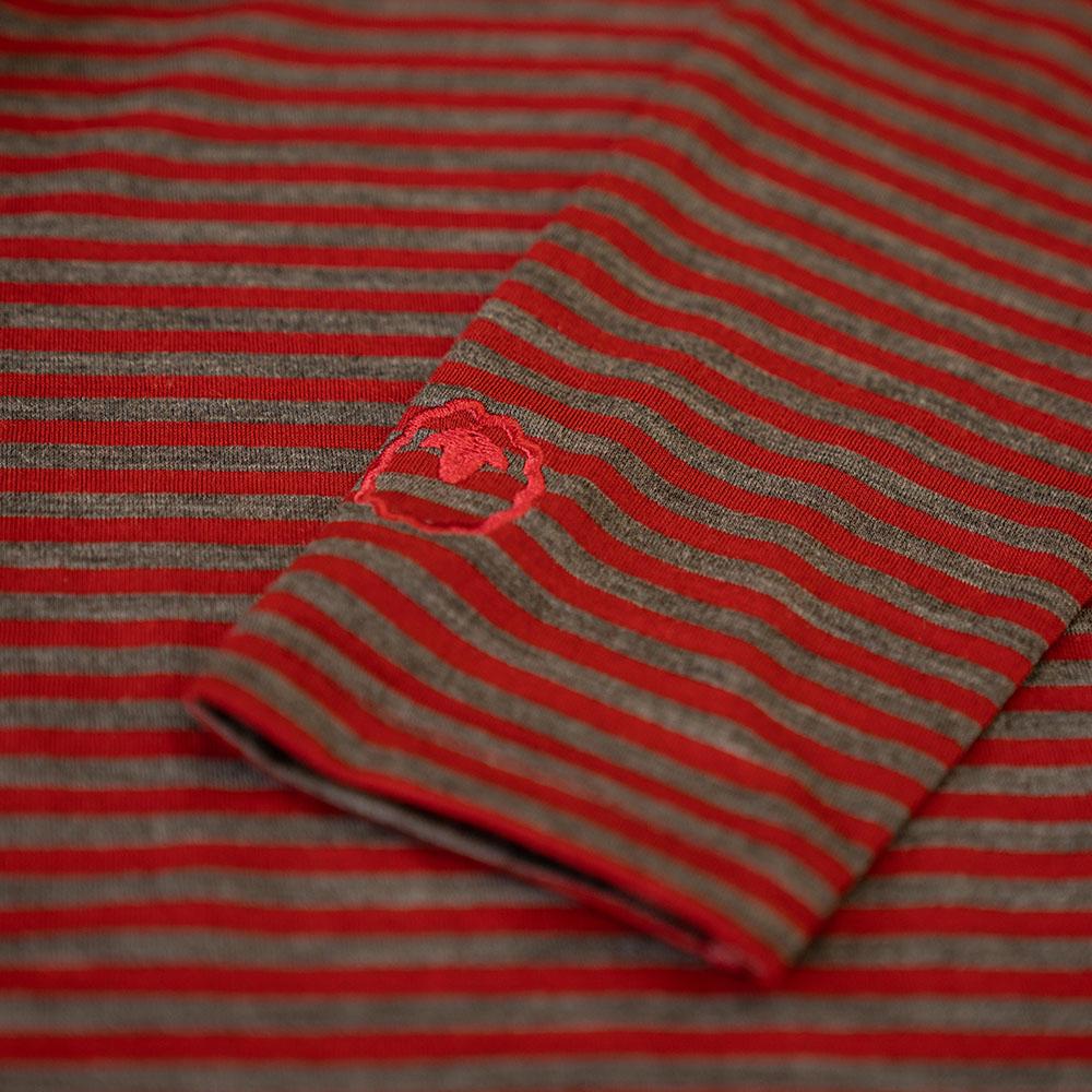 Isobaa | Mens Merino 180 Long Sleeve Crew (Mini Stripe Red/Smoke) | Get outdoors with the ultimate Merino wool long-sleeve top.