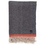 Merino Herringbone Throw (Charcoal/Orange Stripe)