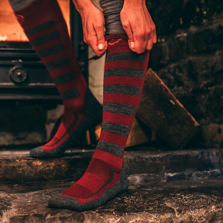 Merino Blend Ski Socks (Red/Smoke)