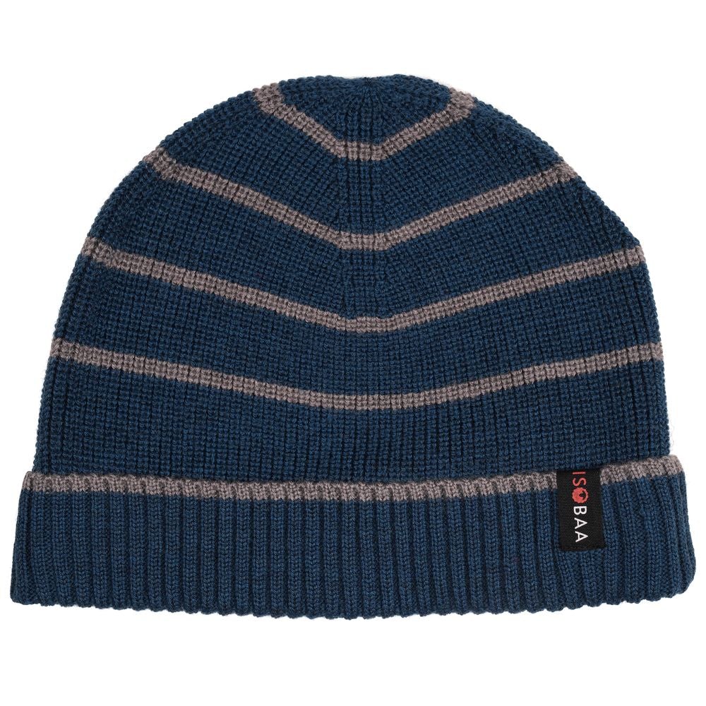 Merino Stripe Beanie (Petrol/Charcoal) | Isobaa