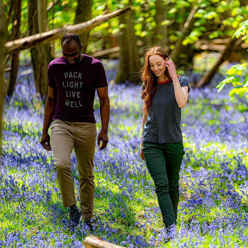 Isobaa | Womens Merino 150 Roll Sleeve Tee (Mini Stripe Petrol/Charcoal) | Our superfine Merino T-shirt performs everywhere from outdoor adventures to coffee dates.