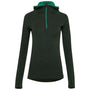 Womens Merino 200 Zip Neck Hoodie (Forest)