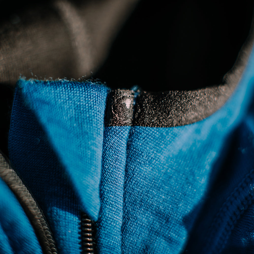 Mens Merino 200 Zip Neck Hoodie Blue