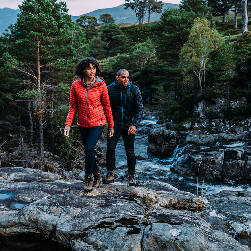 Isobaa | Womens Merino Wool Insulated Jacket (Red/Smoke) | Innovative and sustainable design with our Merino jacket.